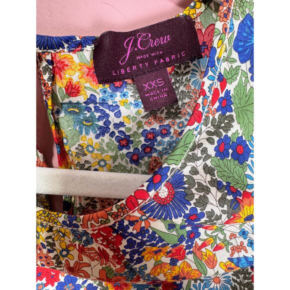 J.Crew Liberty Print Floral Multi Color Ruffle Short Sleeve Blouse Size XXS - Picture 6 of 7